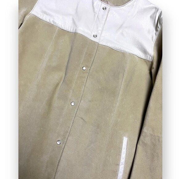 Vintage 90s GENUINE LEATHER SUEDE Snap-Up Luxury Designer Jacket - XL - Picture 4 of 5